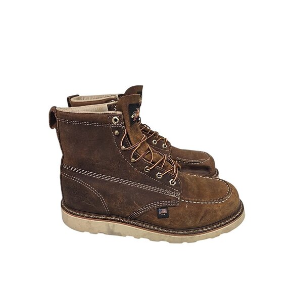 Thorogood Men's 6" 814-4203 USA Wedge Sole Soft Toe Boot Brown Size 10 2E - Picture 2 of 8